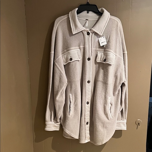 Free People Jackets & Blazers - Free People Ruby Fleece Shacket in Stone NWT Sz L